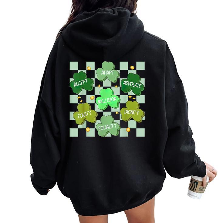 Special Education Teacher St Patrick's Day Special Aba Ed Women Oversized Hoodie Back Print