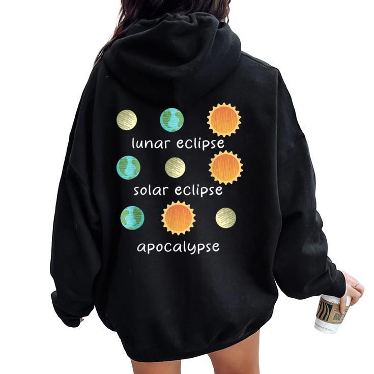 Three Eclipse To Learn Science Teacher Space Women Oversized Hoodie Back Print