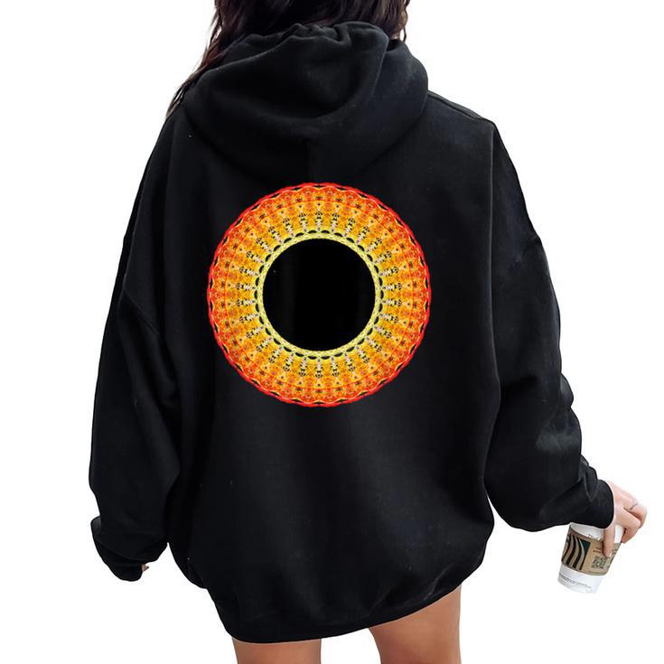 Total Solar Eclipse Mandala Sun Women Oversized Hoodie Back Print