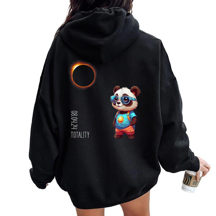 Totality Panda Solar Eclipse 08042024 Cute Eclipse Girls Women Oversized Hoodie Back Print