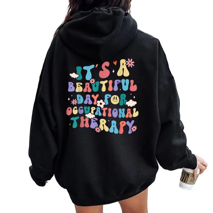 Trendy Occupational Therapy Therapist Groovy Retro Women Oversized Hoodie Back Print
