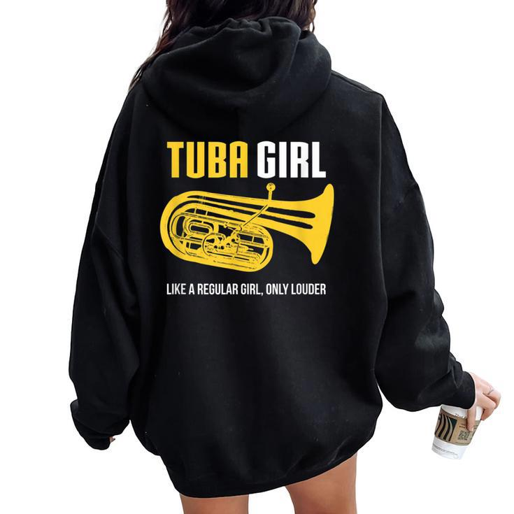 Tuba Girl  Cute Marching Band Women Oversized Hoodie Back Print