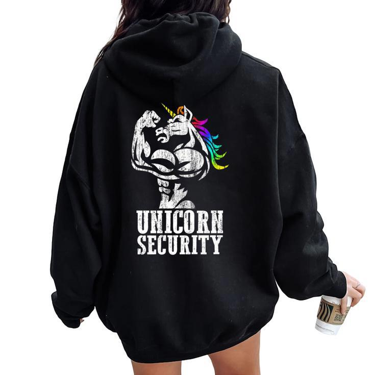 Unicorn Security Rainbow Muscle Manly Christmas Women Oversized Hoodie Back Print