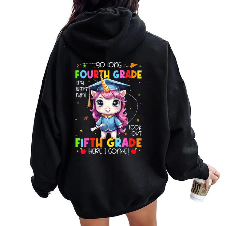 Unicorn So Long 4Th Grade Graduation Last Day Of School Women Oversized Hoodie Back Print