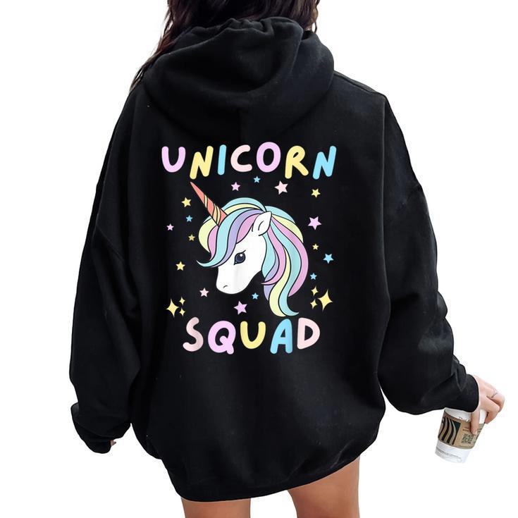 Unicorn Squad Cute Rainbow Lover Family Birthday Girls Party Women Oversized Hoodie Back Print