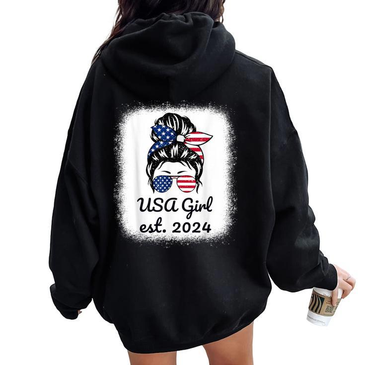 Us Citizen Est 2024 Citizenship New Usa Citizen Girl Women Oversized Hoodie Back Print