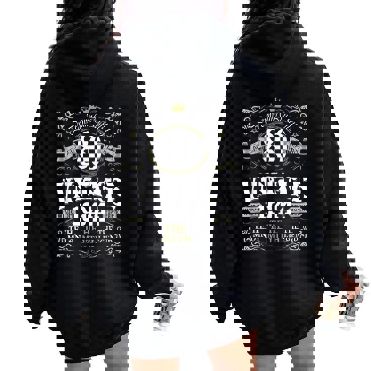 Vintage 1944 80Th Birthday 80 Year Old For Women Women Oversized Hoodie Back Print Vintage 1944 80Th Birthday 80 Year Old For Women Women Oversized Hoodie Back Print