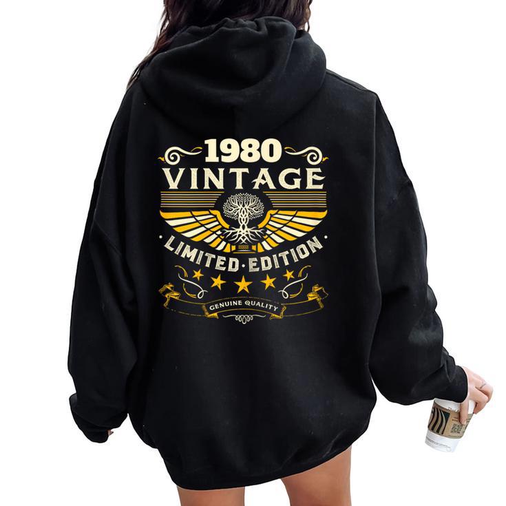 Vintage 1980For Retro 1980 Birthday Women Oversized Hoodie Back Print