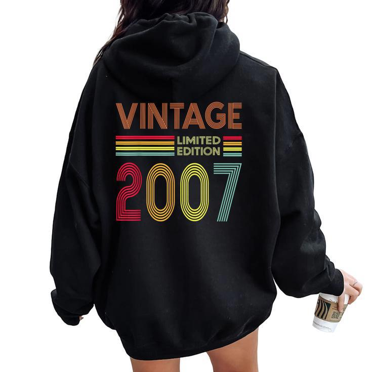 Vintage 2007 17 Years Old Boys And Girls 17Th Birthday Women Oversized Hoodie Back Print