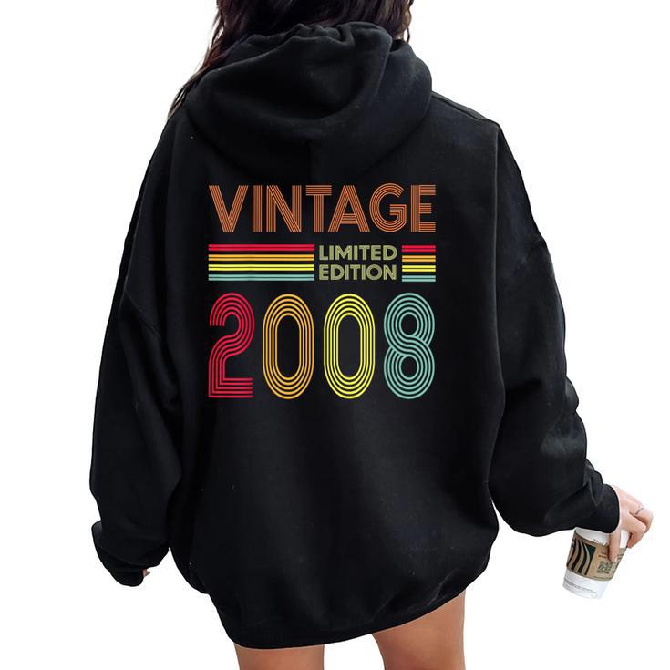 Vintage 2008 16 Years Old Boys And Girls 16Th Birthday Women Oversized Hoodie Back Print