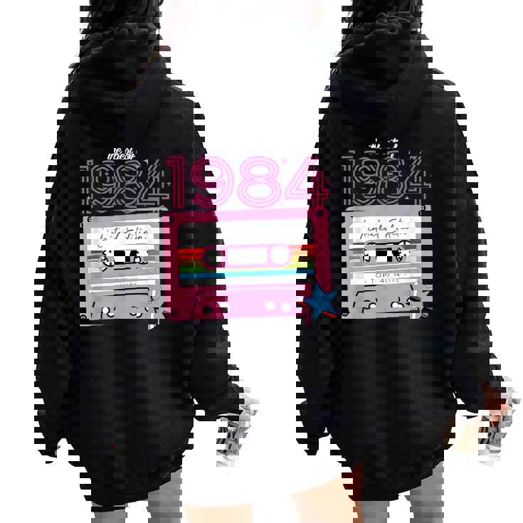 Vintage 40Th Birthday 40 Years Old Cassette Tape Girls Women Oversized Hoodie Back Print
