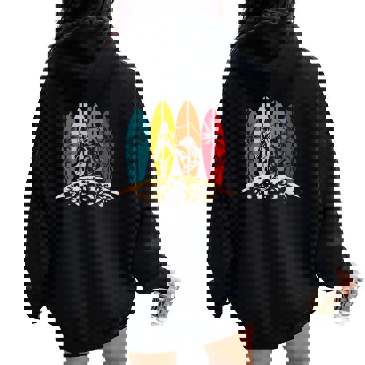 Vintage Classic Surfboard Beach Surfer Boy Girl Surfing Women Oversized Hoodie Back Print Vintage Classic Surfboard Beach Surfer Boy Girl Surfing Women Oversized Hoodie Back Print