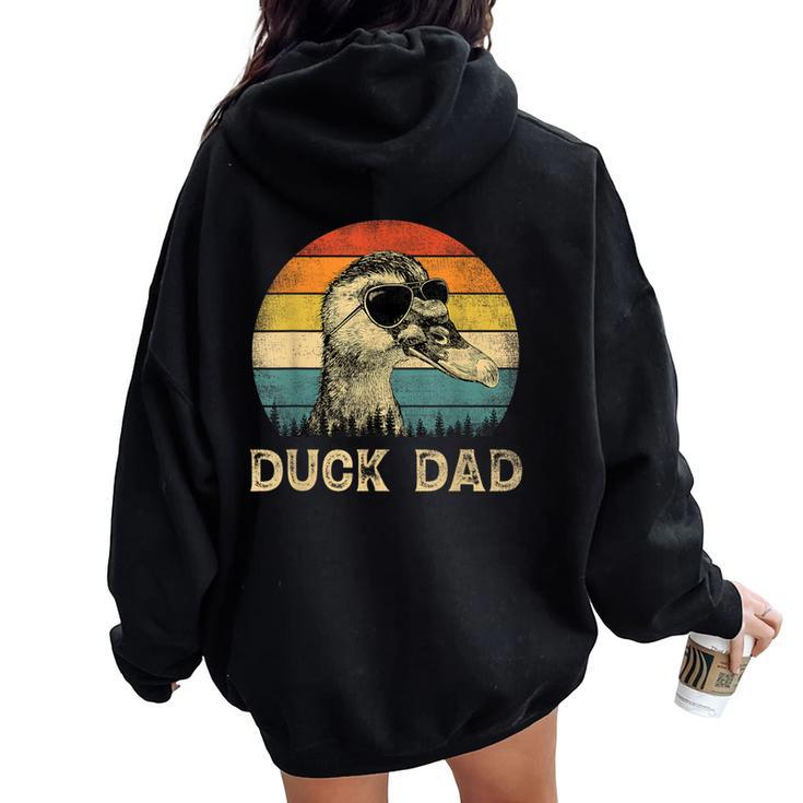 Vintage Duck Dad Duck Lovers Daddy Father's Day Women Oversized Hoodie Back Print