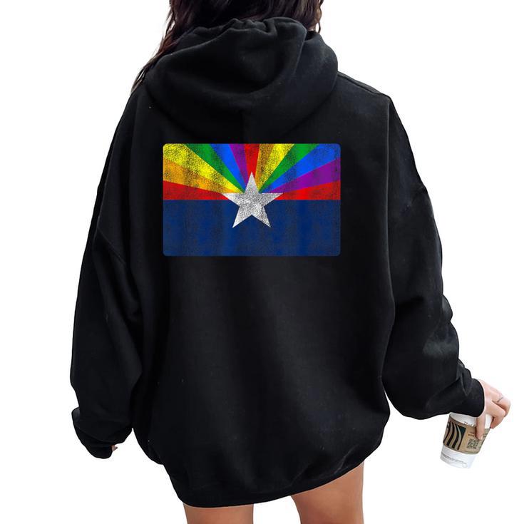 Vintage Gay Arizona Pride Flag Az Lgbt Women Women Oversized Hoodie Back Print