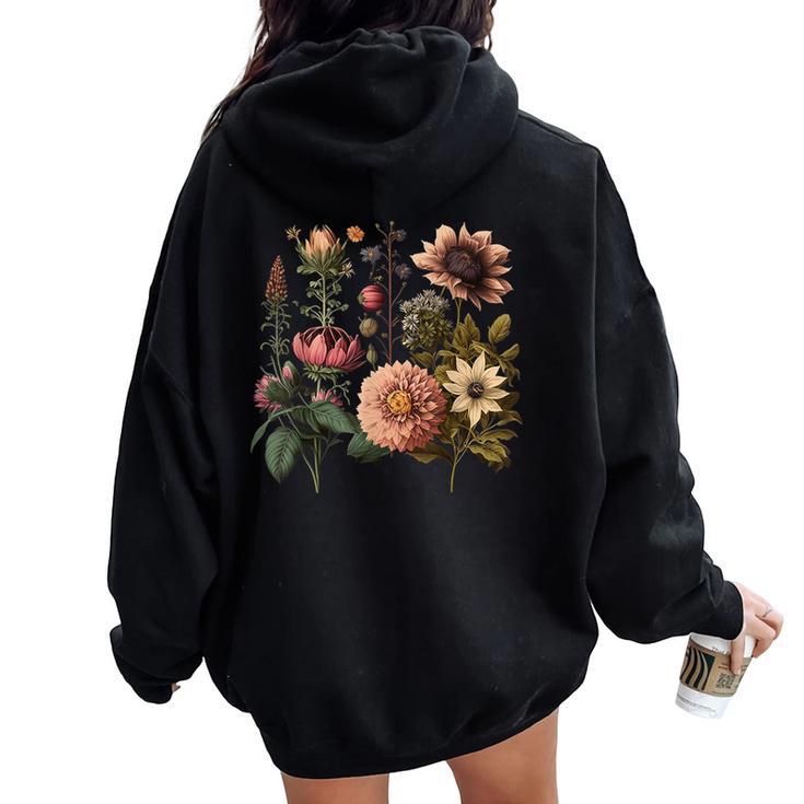 Vintage Inspired Flower Botanical Chart Naturalist Women Women Oversized Hoodie Back Print