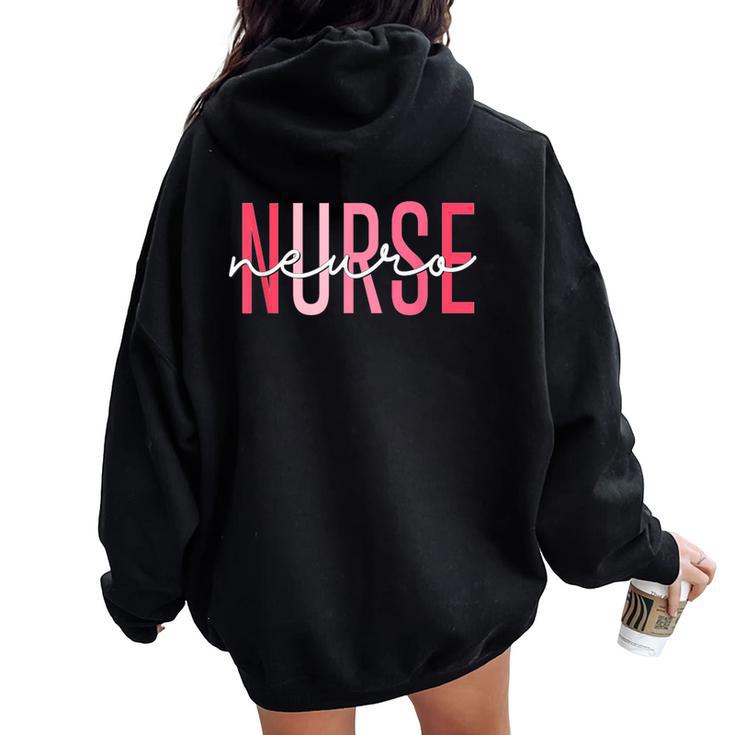 Vintage Neuro Trauma Icu Nurse Neurology Nurse Neuroscience Women Oversized Hoodie Back Print