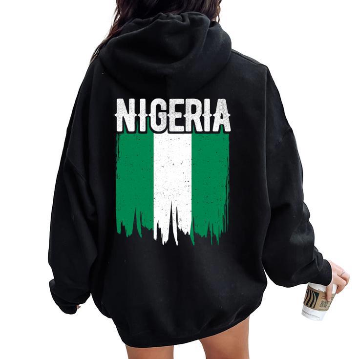 Vintage Nigeria Flag For Nigeria Nigerian Women Oversized Hoodie Back Print