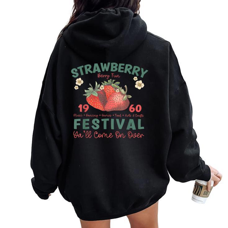 Vintage Strawberry Festival Fruit Lover Mom Girl Cute Women Women Oversized Hoodie Back Print