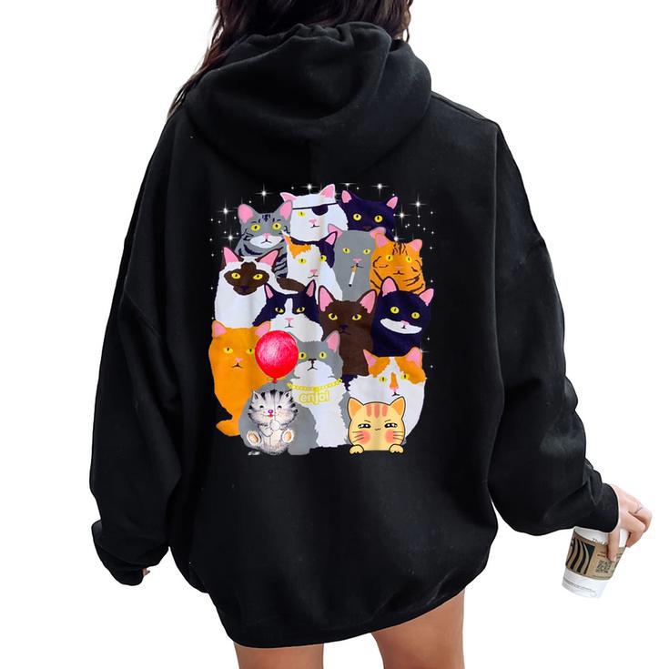 Vintage Y2k Enjoi Cat Gang Cool Cat Mom Cat Dad Kitten Lover Women Oversized Hoodie Back Print