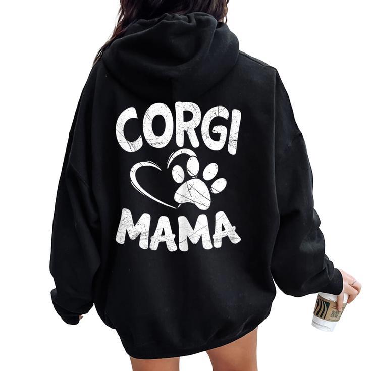 Welsh Corgi Mama Lover Dog Breeder Mom Pet Women Oversized Hoodie Back Print