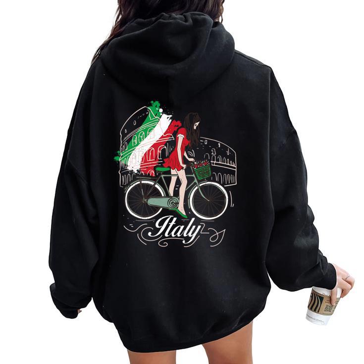 When In Rome Beautiful Woman Italy Women Oversized Hoodie Back Print