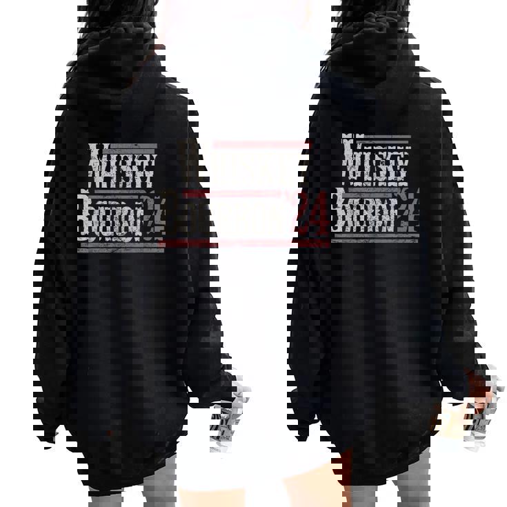 Whiskey Bourbon 2024 Democrat Or Republican Election Parody Women Oversized Hoodie Back Print