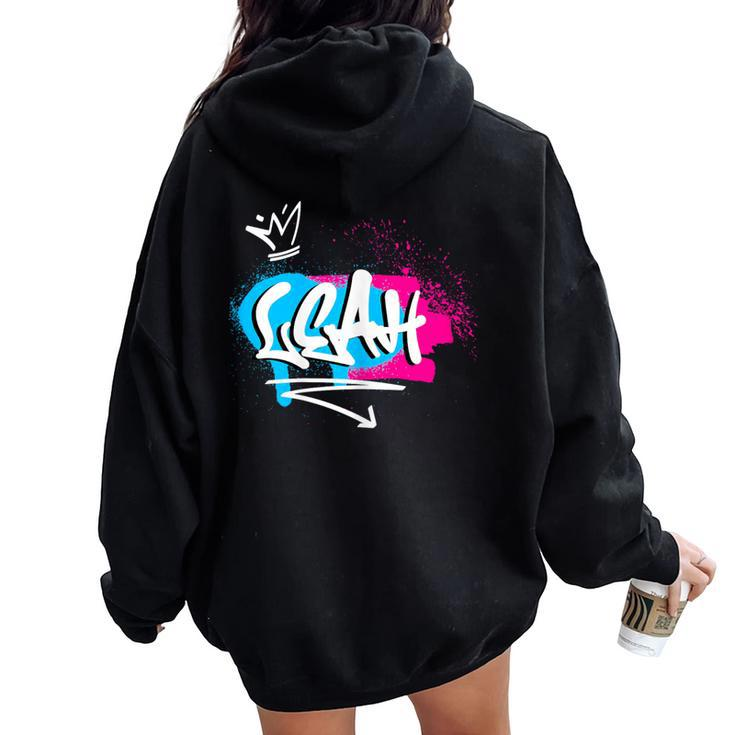 Woman Girls Humour Idea First Name For Leah Women Oversized Hoodie Back Print