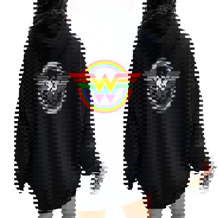 Wonder Pride Gay Hero Proud Ally Lgbtq Rainbow Flag Women Oversized Hoodie Back Print