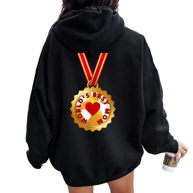 World's Best Mom Gold Medal Mother's Day Women Oversized Hoodie Back Print