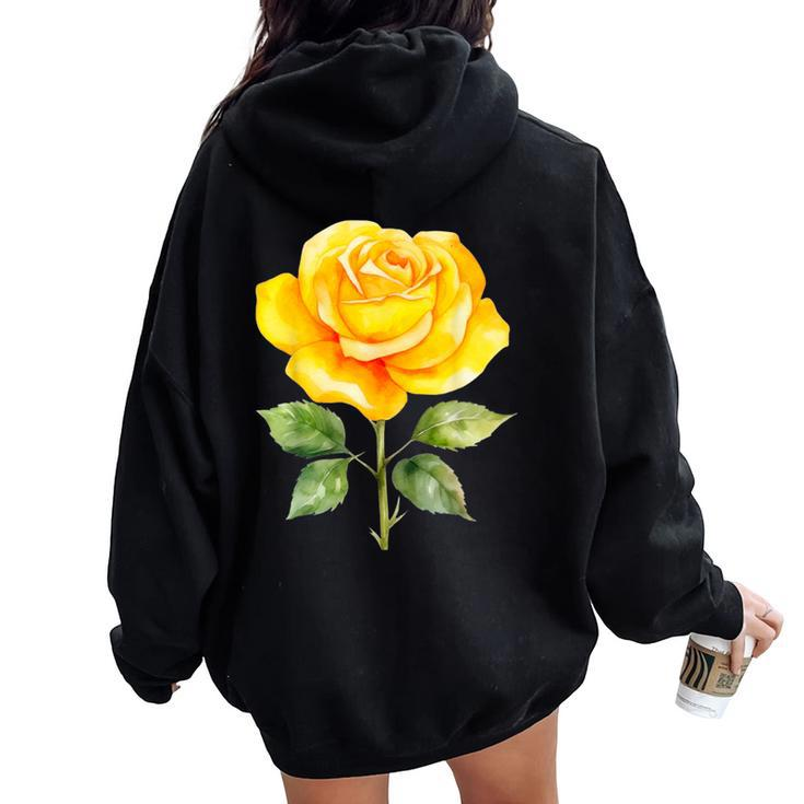 Yellow Rose Flower Hot Topic Women Oversized Hoodie Back Print