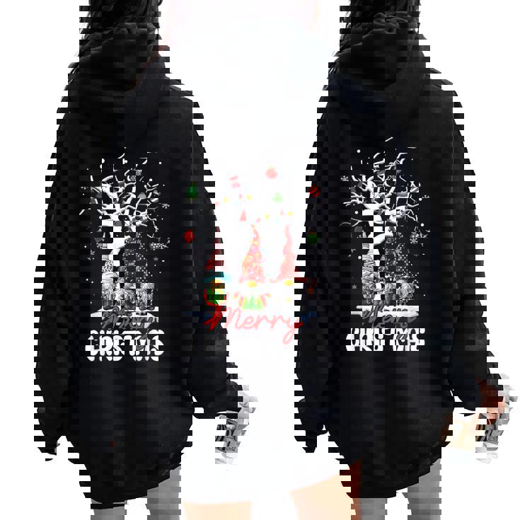 Merry Christmas Gnomes Xmas Family Women Women Oversized Hoodie Back Print