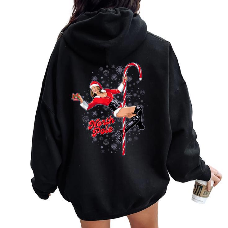 North Pole Christmas Holiday Sexy Woman Dancer Novelty Women Oversized Hoodie Back Print