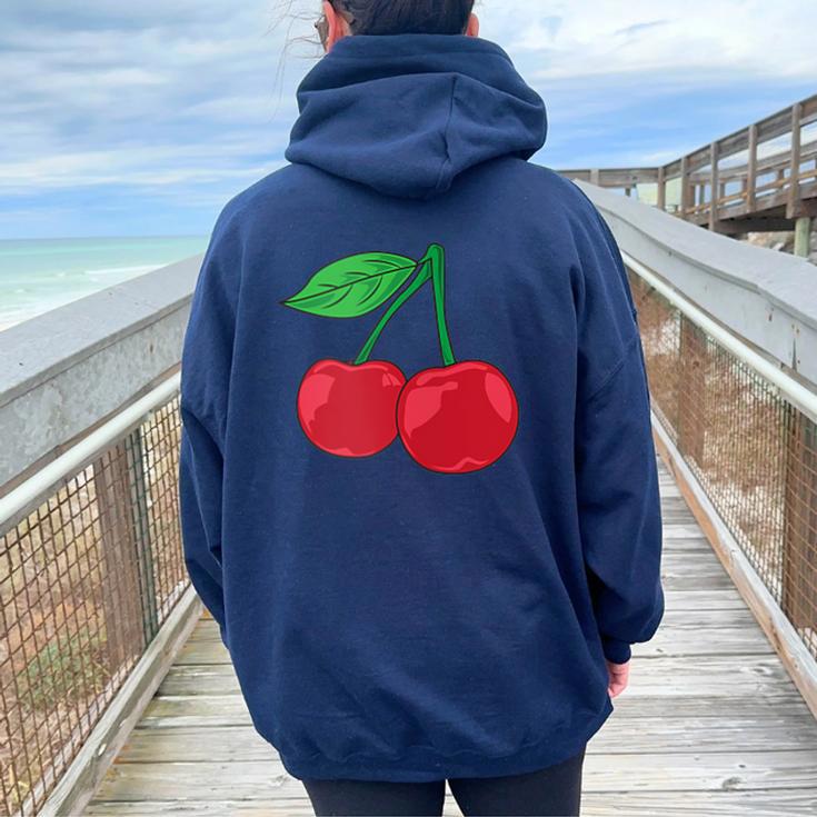 Cherry Pocket Fruit Lover Sweet Bomb Farmer Red Cherries Women Oversized  Hoodie Back Print - Monsterry