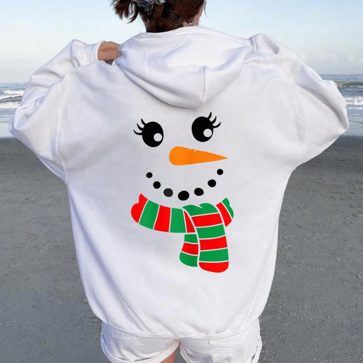 Eyelashes Christmas Outfit Snowman Face Costume Girls Womens Women Oversized Hoodie Back Print