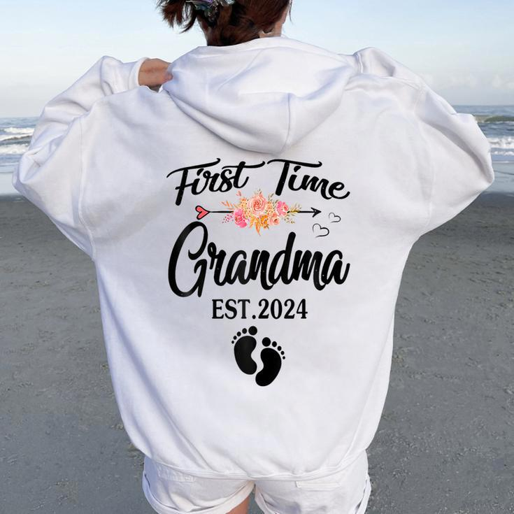 1St Time Grandma Est 2024 New First Grandma 2024 Women Oversized Hoodie Back Print