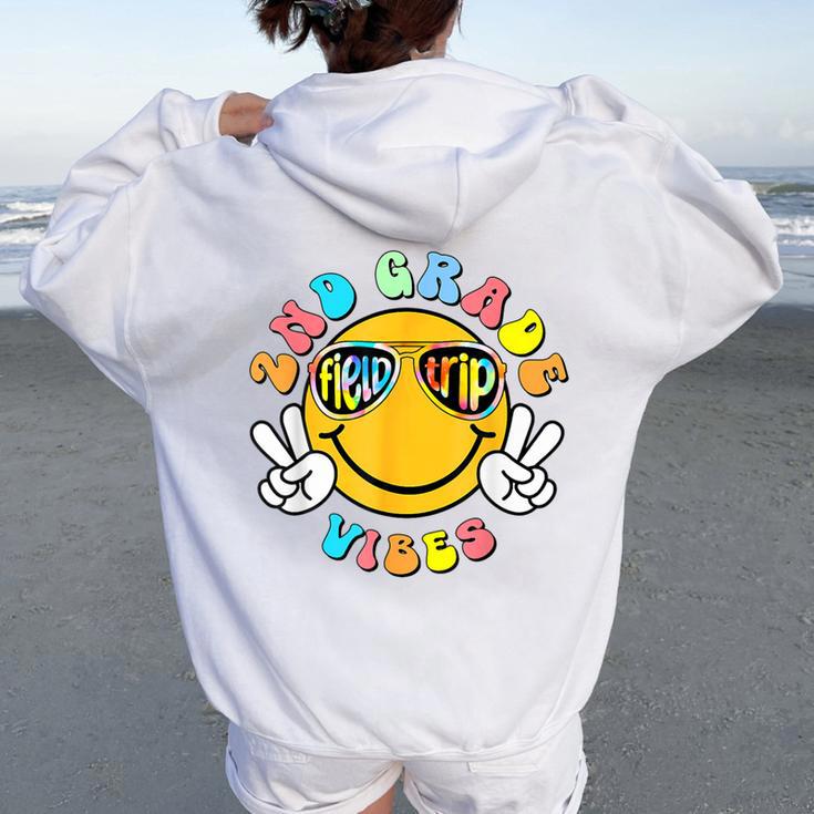 2Nd Grade School Field Trip Vibes Groovy Field Day 2024 Women Oversized Hoodie Back Print