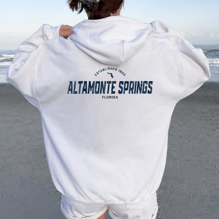 Altamonte Springs Florida Fl Vintage Athletic Navy Sports Lo Women Oversized Hoodie Back Print