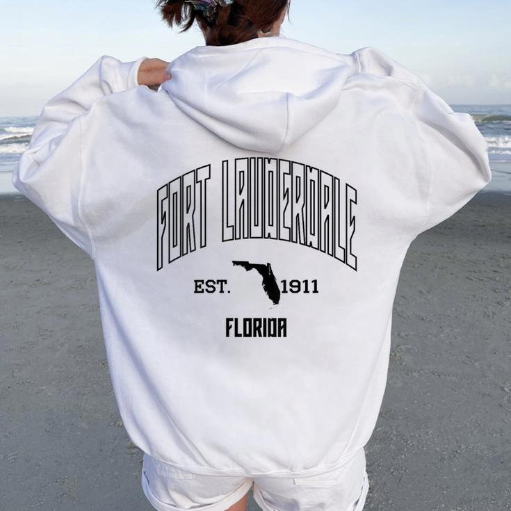 Athletic Fort Lauderdale Florida Fl Throwback Souvenir Women Oversized Hoodie Back Print