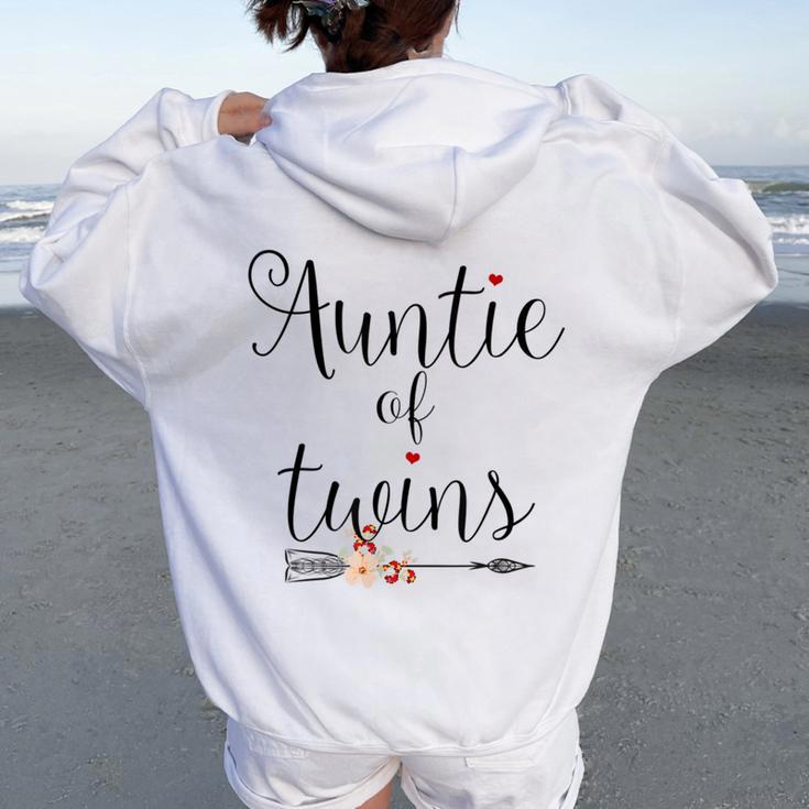 Auntie Of Twins Newborn Baby Reveal Twin Girls Boys Women Oversized Hoodie Back Print