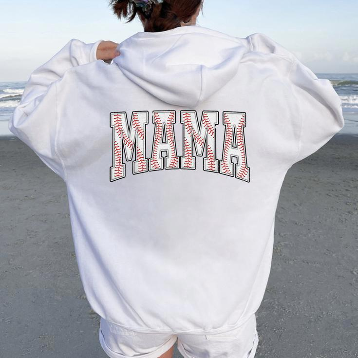 Baseball Mama Retro Loud Mom And Proud Mommy Mother's Day Women Oversized Hoodie Back Print