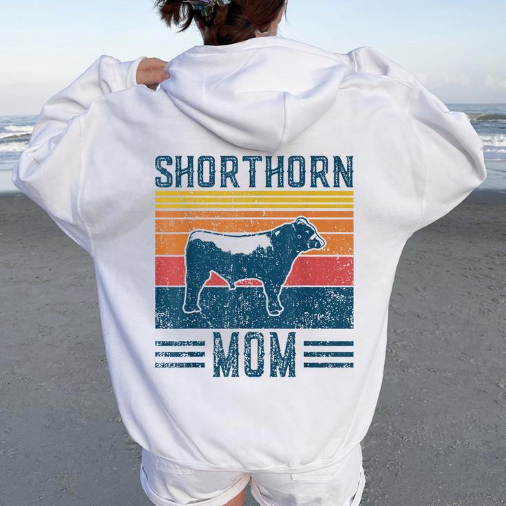 Best Cow Mom Vintage Cattle Shorthorn Women Oversized Hoodie Back Print