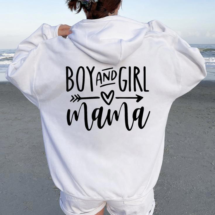 Boy And Girl Mama Mom Of Two Mommy Mother's Day Women Women Oversized Hoodie Back Print
