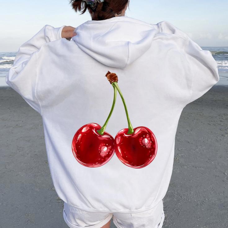 Cherry Red Aesthetic Cherries Trendy Summer Women Women Oversized Hoodie Back Print Seseable UK