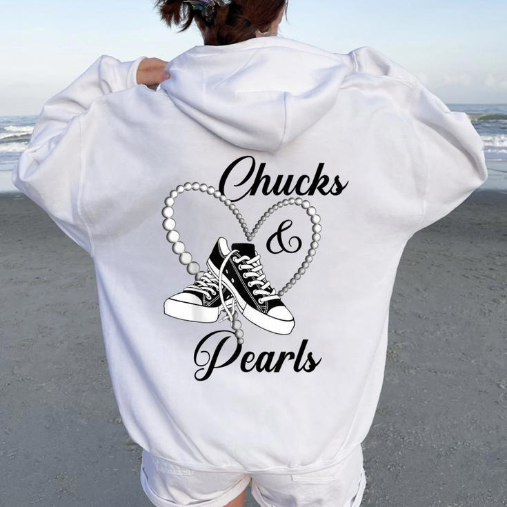 Chucks And Pearls Black 2023 For And Women Oversized Hoodie Back Print
