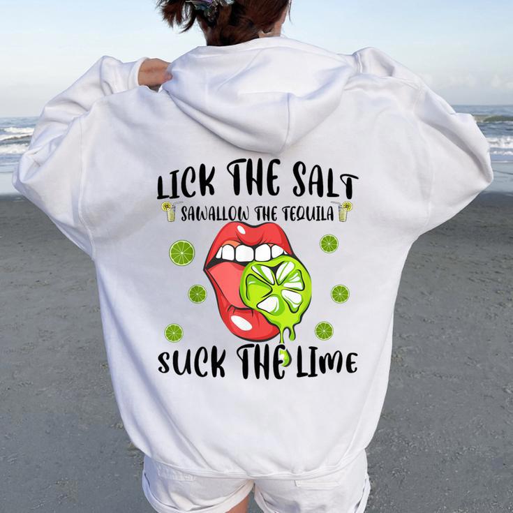 Cinco De Mayo I Lick Salt & Swallow Tequila Women Oversized Hoodie Back Print