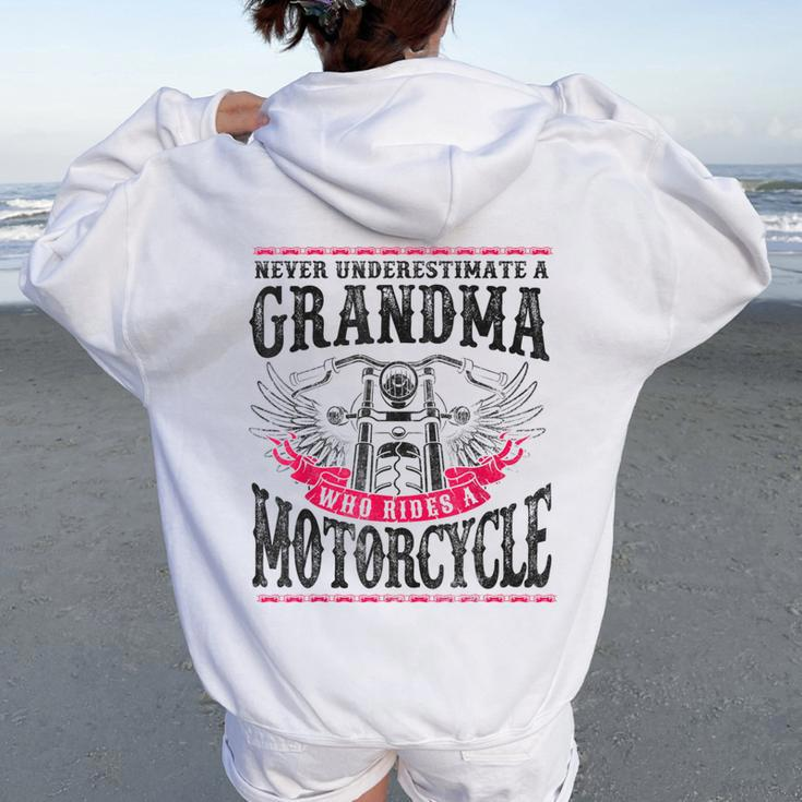 Classic Motorcycle Biker Grandma Never Underestimate A Women Oversized Hoodie Back Print