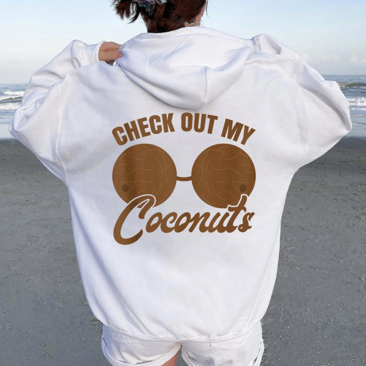 Coconut Bra Adult Check Out My Coconuts Shell Bra Girl Women Oversized Hoodie Back Print