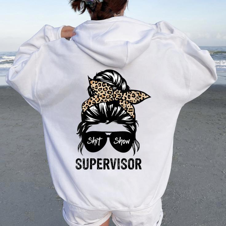 Cool SHIT Show Supervisor Hilarious Vintage For Adults Women Oversized Hoodie Back Print
