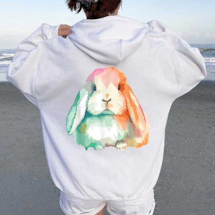 Easter Bunny Holland Lop Rabbit Girl Holland Lop Women Oversized Hoodie Back Print