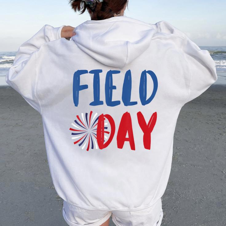 Field Day Red White And Blue Student Teacher Women Oversized Hoodie Back Print